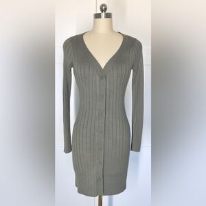 NWT Abercrombie & Fitch Button-Through Deep-V Mini Sweater Dress